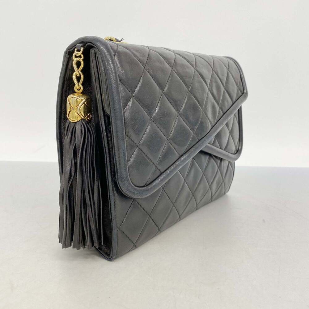CHANEL Black Lambskin Leather Shoulder Bag - Picture 2 of 11